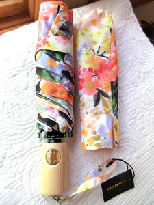 RIFLE PAPER CO. TRAVEL UMBRELLA COMPACT PUSH BUTTON PASTEL FLORAL 38" DIAMETER - Picture 1 of 8