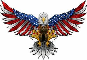 American Flag Attack Bald Eagle Wings Decal Sticker x Large 48" in size   - Picture 1 of 2