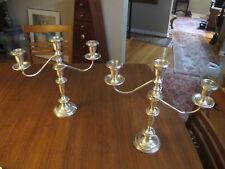Empire Sterling Silver Pair Weighted Candelabra 3 Arm Candle Sticks 