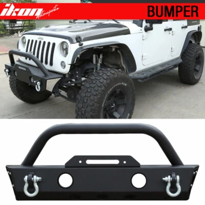 Fits 07-17 Jeep Wrangler JK Front Bumper Winch Plate W/Fog Light Housing Texture Foto 1 de 4