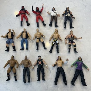 Wrestling Figures Lot of 14 Jakks WWE WCW mixed brands 90s 2000s Legends Lot - Picture 1 of 16