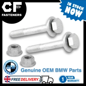 2x- NEW GENUINE BMW -Front Hub Strut clamp Pinch Bolt + Nuts E60 E61 E39 E63 E64 - Picture 1 of 2