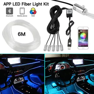 6m RGB LED Interior Strip Light Trim Car Ambient Atmosphere Lighting APP Control - Picture 1 of 9