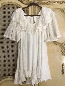 NWOT Free people rush for ruffles romper Cotton Gause Lace Ivory Sise L - Picture 1 of 23