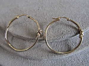 Samuel Aaron Sterlingsilber Gold überzogen runder Knoten Creolen 1,25" - Bild 1 von 6