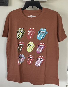 The Rolling Stones Multi Logo Short Sleeve Graphic Cotton T-Shirt-Women's Size L