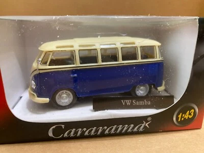 Cararama 1:43 Scale VW T1 Samba Bus - Dark Blue/Cream - Image 1 of 3