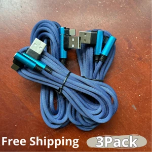 3X 10FT 90 Degree Nylon Sync Data Fast Charging Cord For iPhone 11 12 13 14 iPad - Picture 1 of 9