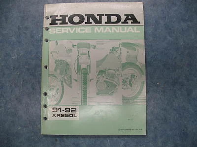 HONDA 1991-1992 XR250 L XR 250 L OWNERS SERVICE MANUAL REPAIR SHOP MAINTAINANCE Foto 1 de 4