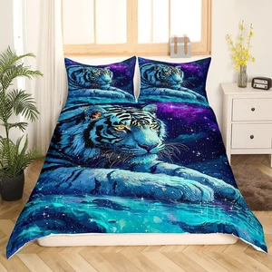 White Tiger Bedding Set Full Size 3D Animal Print Comforter Cover Set for Kid... - Picture 1 of 7