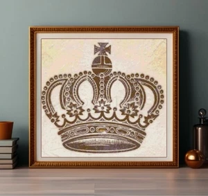 Vintage Crown Ephemera Handmade Counted Cross-Stitch Pattern Needlepoint - Picture 1 of 2