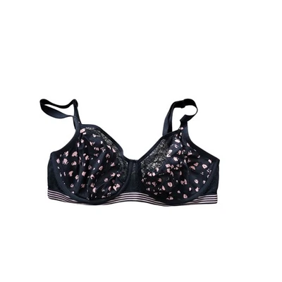 Sutiã Freya 32G Feminino Underwired Não Acolchoado Preto Rosa Renda Alças Ajustáveis - Imagem 1 de 4