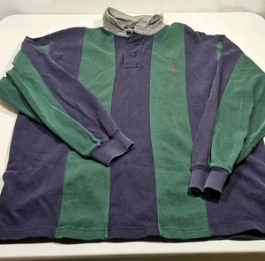 Vintage Ralph Lauren gestreiftes Rugby Langarm Polo. 100% Baumwolle. Herren groß LESEN - Bild 1 von 11