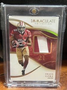 2020 Panini Immaculate Collection Frank Gore 17/21 Player Worn Jersey Patch  - Picture 1 of 3