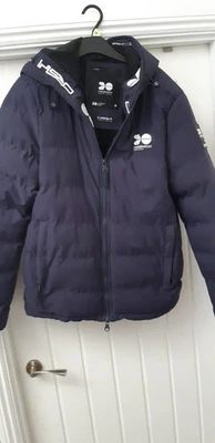 NEW; Men's Medium Crosshatch Navy CRSH Long Hooded/Padded Jacket without tagS. - Image 1 of 4