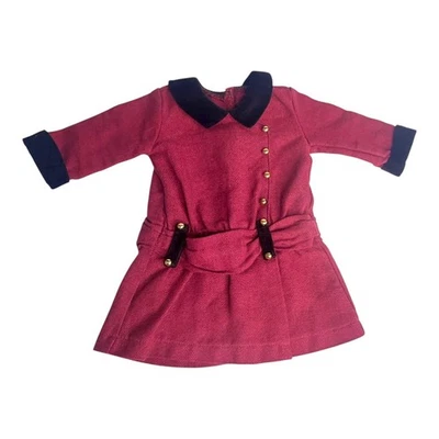 Vestido Muñeca American Girl Rebecca Meet Outfit Accesorio Tweed Terciopelo Rojo Negro Foto 1 de 4