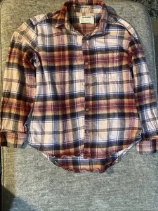 Old Navy Girls Size 10/12 Plaid Flannel Tunic Top Pink StripeCollared Shirt NEW - Picture 1 of 3