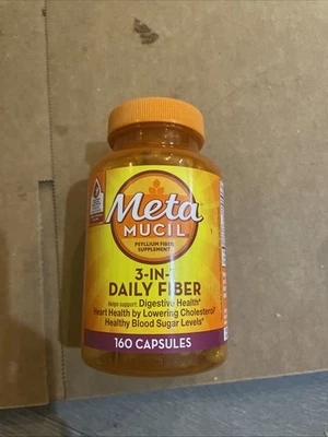 Metamucil 3 en 1 Fibra 160 Cápsulas Suplemento de Fibra de Psylio Exp 2028 Foto 1 de 2