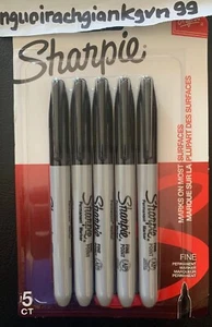 Sharpie, Fine Point Permanent Marker Black ink, 5 pack, #30665, NIB CHEAP OFFICE - Afbeelding 1 van 2