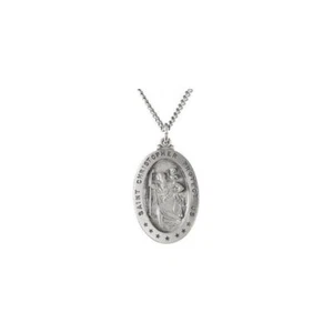 Collar ovalado de 24" San Cristóbal de 29x20 mm en plata esterlina - Imagen 1 de 3