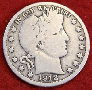 Medio dólar barbero de 1912 90% moneda de plata circulada BH579 - Imagen 1 de 2