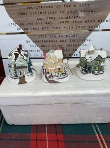 Thomas Kinkade RECUERDOS DE INVIERNO (3) Adornos Iluminados/Navidad Victoriana II - Imagen 1 de 10