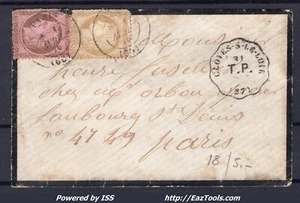 FRANCE N°54+55 SUR LETTRE CONVOYEUR DE STATION CLOYES SUR LE LOIR LIGNE 317 T.P. - Picture 1 of 2