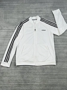 Women's Adidas Large Track Jacket White 3 Stripe - Picture 1 of 9