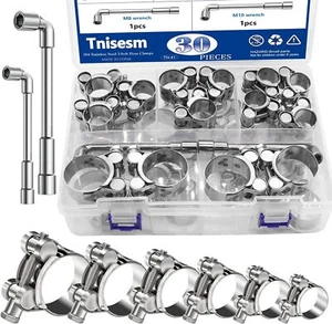 Tnissem 30 Stück T-Bolzen Schlauchschellen, 6 Größen 17-35 mm Schwerlast Kühlerschlauchschelle - Bild 1 von 6