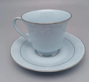 Noritake Fidelity Light Blue Cup & Saucer Platinum Trim 4340408 - Picture 1 of 11