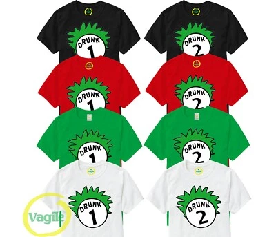 VAGILE runk 1 Drunk 2 Funny Matching T Shirts - Funny Couples T Shirt, St Patricks Day