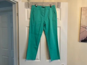 M & S LADIES GREEN COTTON CHINO TROUSERS SIZE 10 VGC - Picture 1 of 3