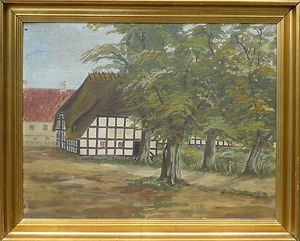 IMPRESIONISTA DESCONOCIDO - GRANJA NÓRDICA - ENTRAMADO - PINTURA AL ÓLEO - Imagen 1 de 11
