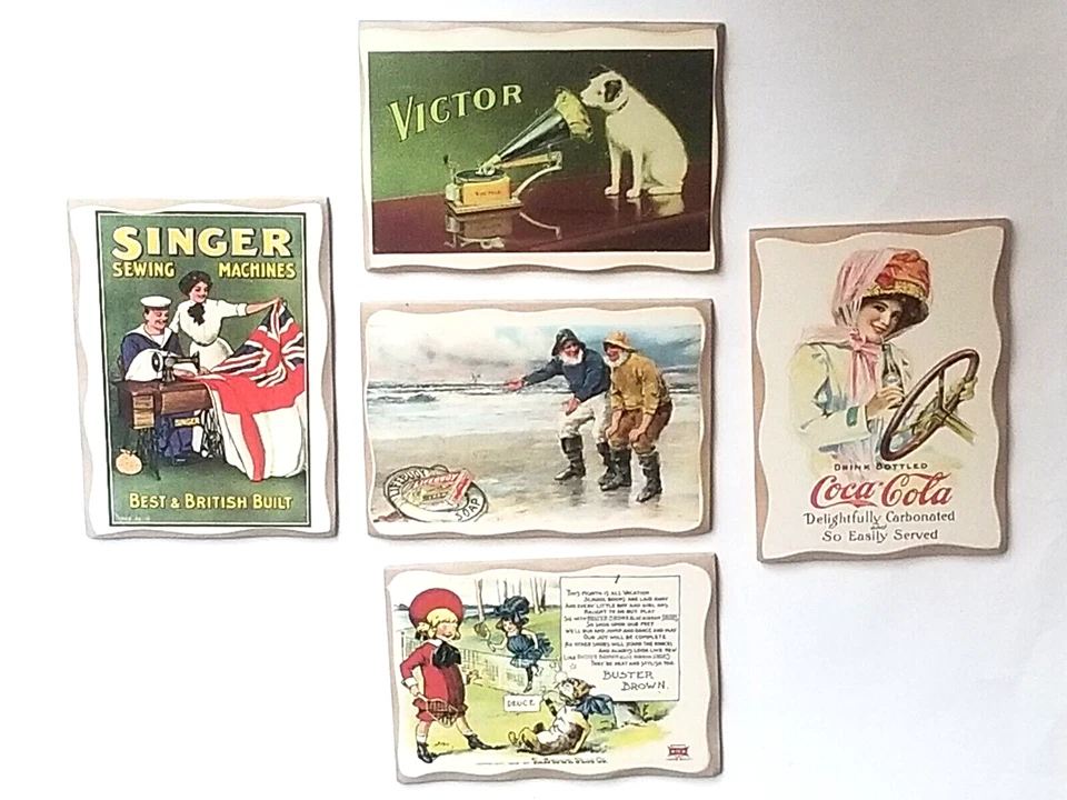 Vintage Wooden Early 20th Century Advertising Refrigerator Magnets - Lot of 5 - image 1 of 4