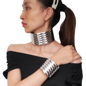Exaggerated necklace choker bracelet set - Picture 1 of 11