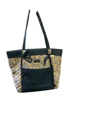 Bolso de Hombro Longaberger Negro y Amarillo Floral Country Foto 1 de 4