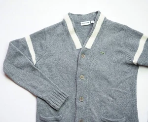 Lacoste Wool Cardigan mens Knit Button Sweater top size 5 L Large Slim DEVANLAY - Picture 1 of 10