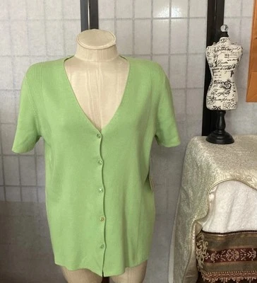 Diseñadores Originales Nuevo con Etiquetas Mujeres XL SS 100% Algodón Cárdigan Suéter “Té Verde” Foto 1 de 4
