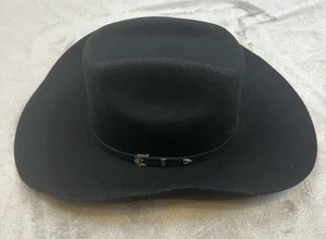 Ariat Hat Cowboy Fitted Mens 7 1/4 Black 2X Premium Wool Western Buckle Detail - Picture 1 of 11