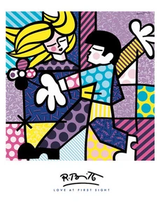 Love At First Sight - Romero Britto Art Print Romantic Romance 2014 Poster 32x28 - Picture 1 of 5