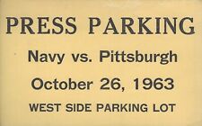 1963 Navy Midshipmen vs Pittsburgh Panthers Press Parking Pass Roger Staubach