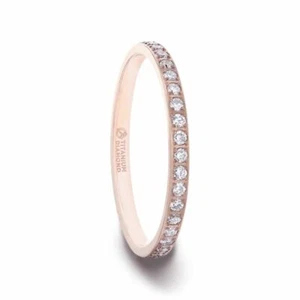 Rose Gold Plated Titanium Band with Small Round Lab-Created Diamonds - 2mm - Picture 1 of 3