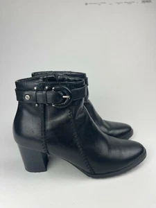 Thom Mcan Black Leather Boots Side Zip Women’s Size 8 - Picture 1 of 8