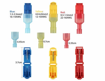 210PCS T-Tap Quick Splice Wire Terminal Crimp Connector Kit Waterproof 22-10 AWG - Image 1 of 4