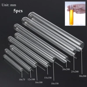 5pcs Glass Pyrex Borosilicate Rimmed Test Blowing Tubes Borosilicate Lab 8 Size - Picture 1 of 6