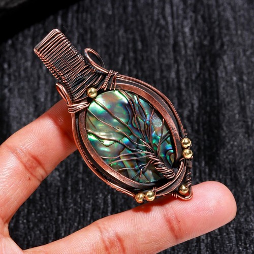 VETEMENTS Ciondolo conchiglia abalone fatto a mano gemma gioielli filo di rame ciondolo avvolto