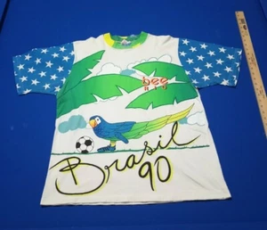 90s Bee Brazilian Brasil Copa 90 Soccer Brasilien T-Shirt L-XL see notes World Cup - Bild 1 von 12