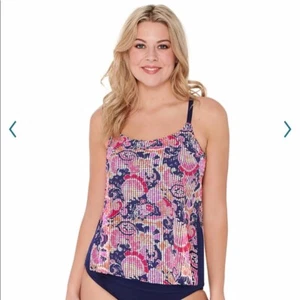 NWT Croft & Barrow Vented Tankini Top Pink & Blue Size S (6-8) - Picture 1 of 7