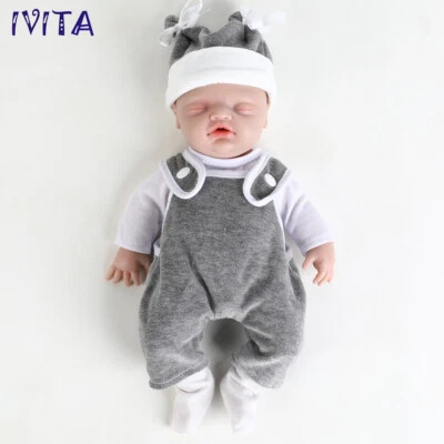 IVITA 12" Asleep Silicone Newborn Baby Boy Full Floppy Silicone Reborn Baby Doll - Image 1 of 4