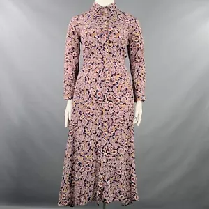 Abito camicia lunga floreale astratto seta bordeaux blu navy MAX MARA taglia 12 - Foto 1 di 6